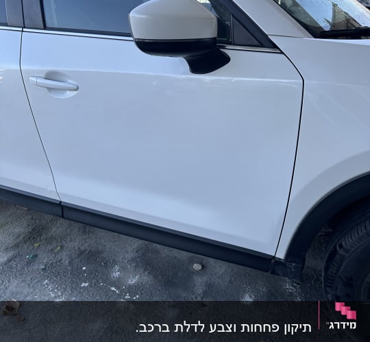 צד רכב לבן עם מראה ודלת